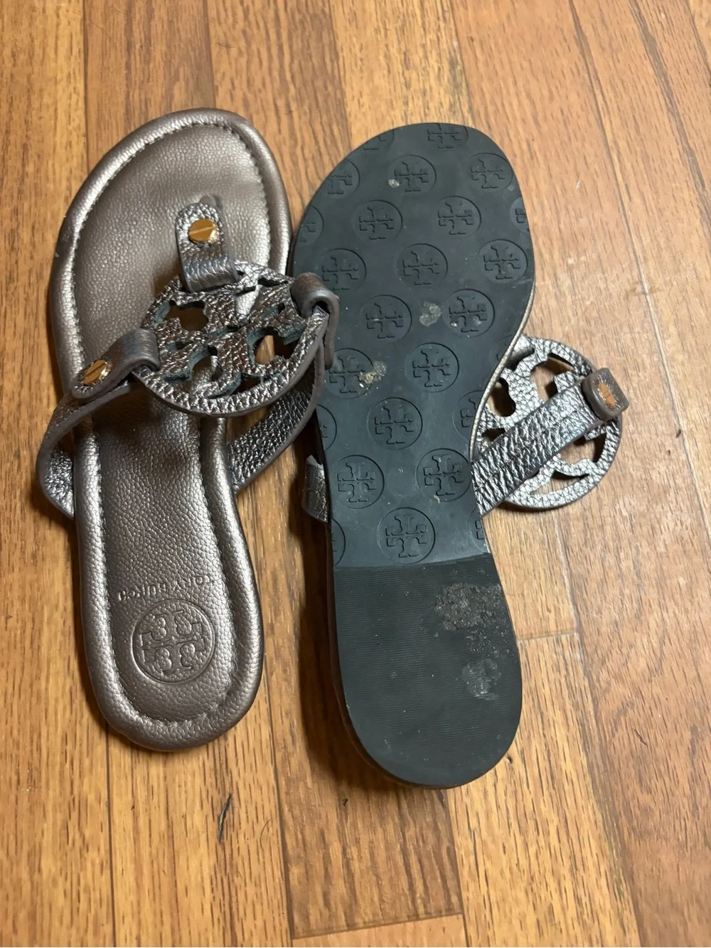 Tory Burch Metallic Black Miller Thong Sandals